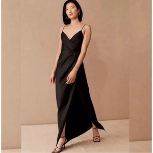 BHLDN Freya Satin Charmeuse Dress in Black - Size 2